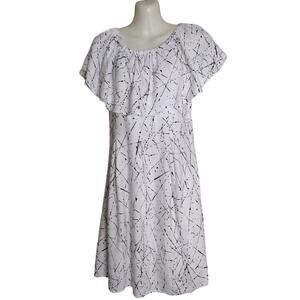 Chelsea & Theodore Dress with‎ Wide Ruffled Collar, Sz S, White/Black